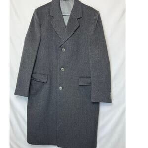 Adam Spencer Men’s 40R Gray Wool Cashmere Blend Long Sleeve Classic Overcoat